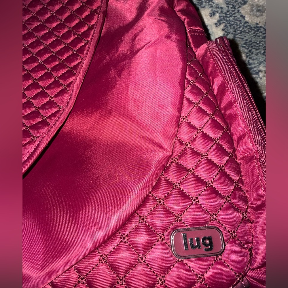 Lug Cranberry/Maroon Bag with Organized pocket. Fitness/yoga/overnight Like new. - Picture 5 of 5